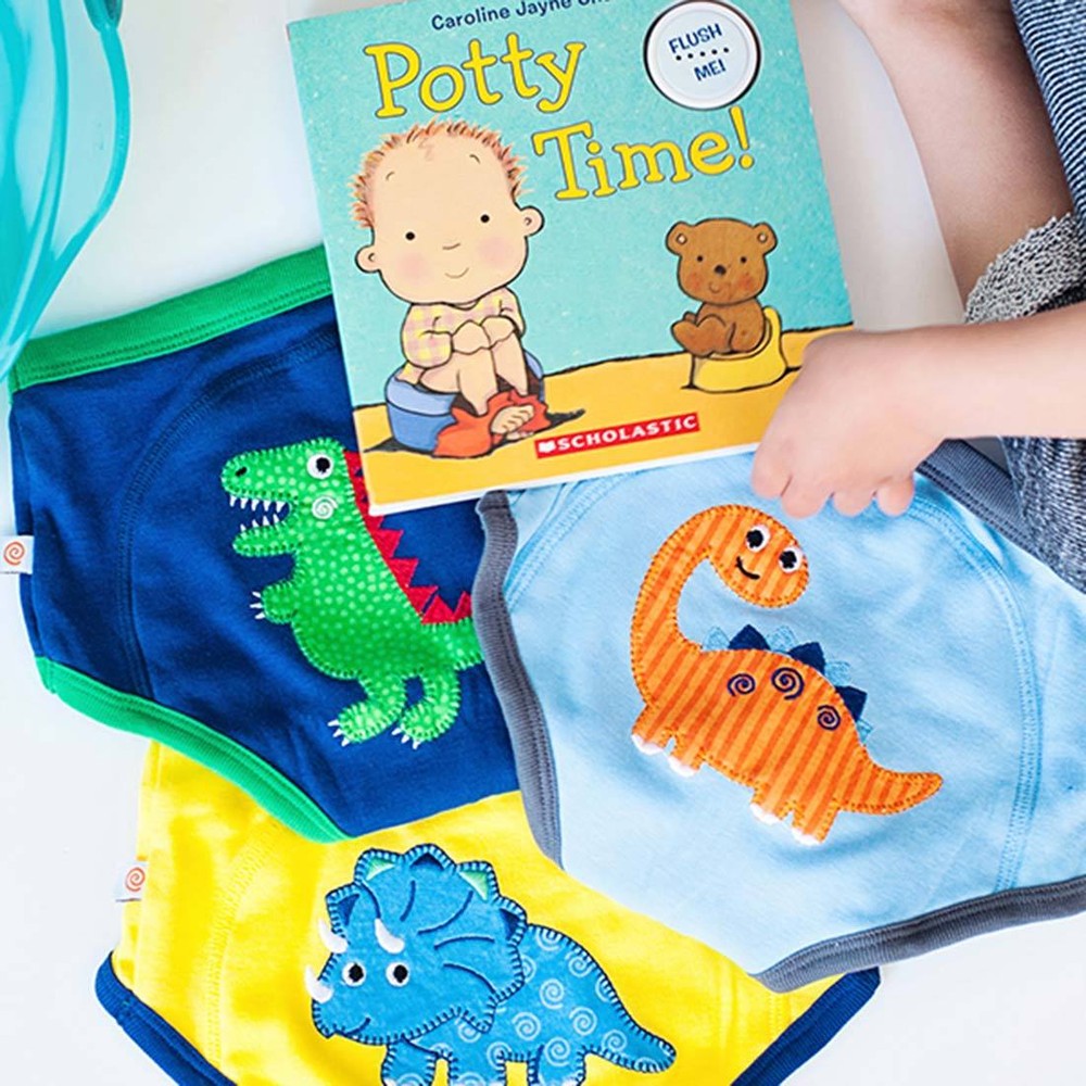 Zoocchini toddler organic potty training pants 3-pack Jurassic Pals with colorful dinosaur patches