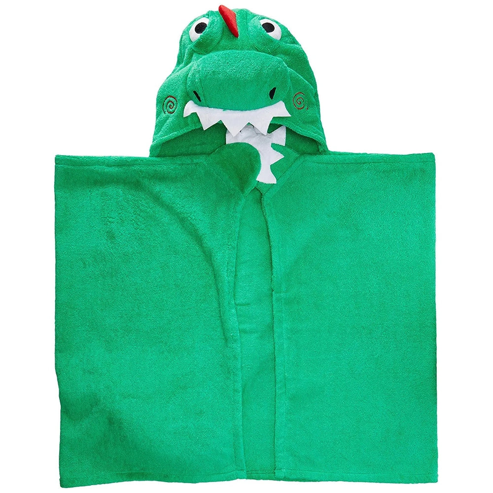 Zoocchini Toddler Towel, green dinosaur hooded bath towel with white teeth on the hood.