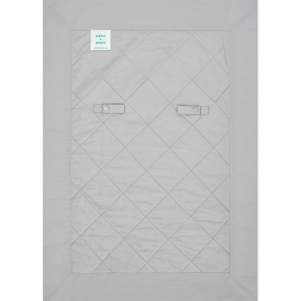 Aden+Anais Embrace Cross-Hatch Weighted On-The-Go Blanket in light gray quilted fabric