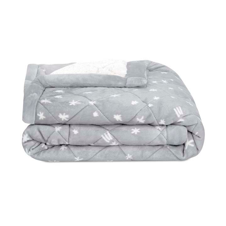 Aden+Anais Embrace Winter Sky weighted toddler blanket, light gray with white stars.