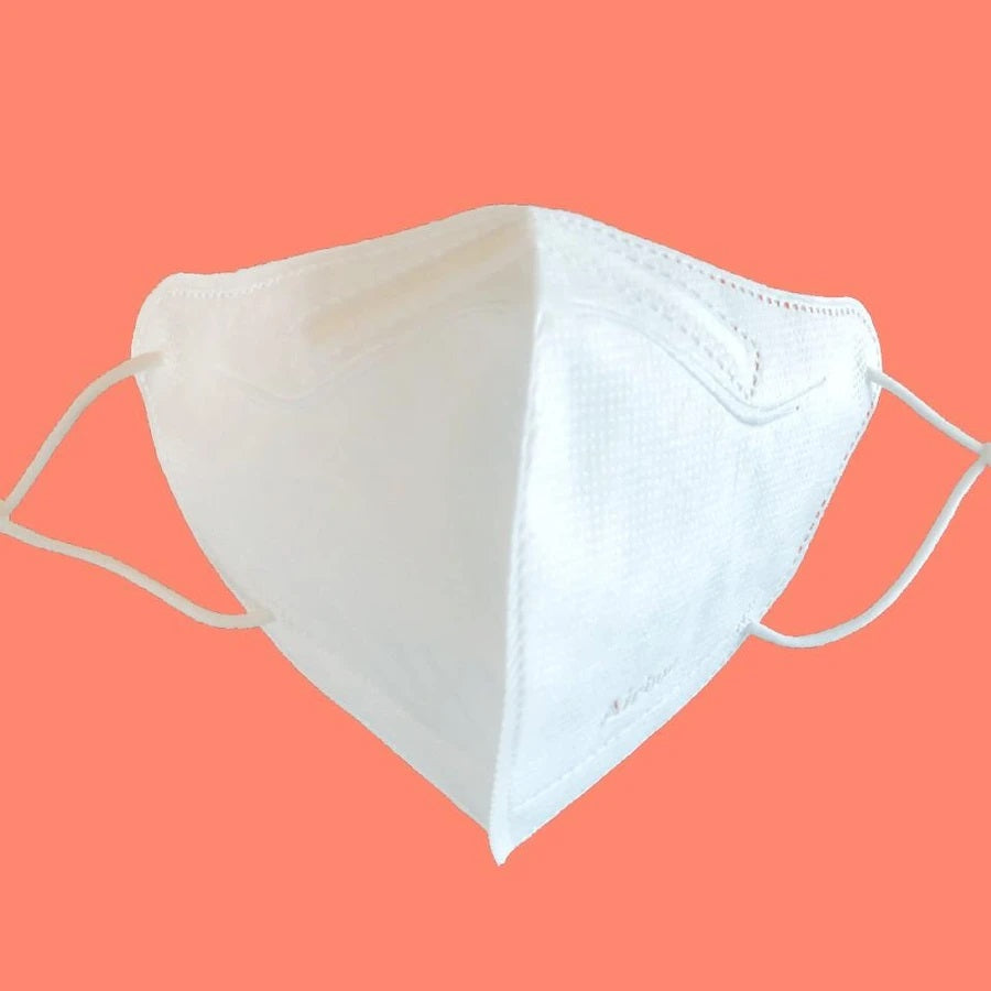 Air Queen Airbon kids face mask; white fabric, child-sized protective mask with ear loops