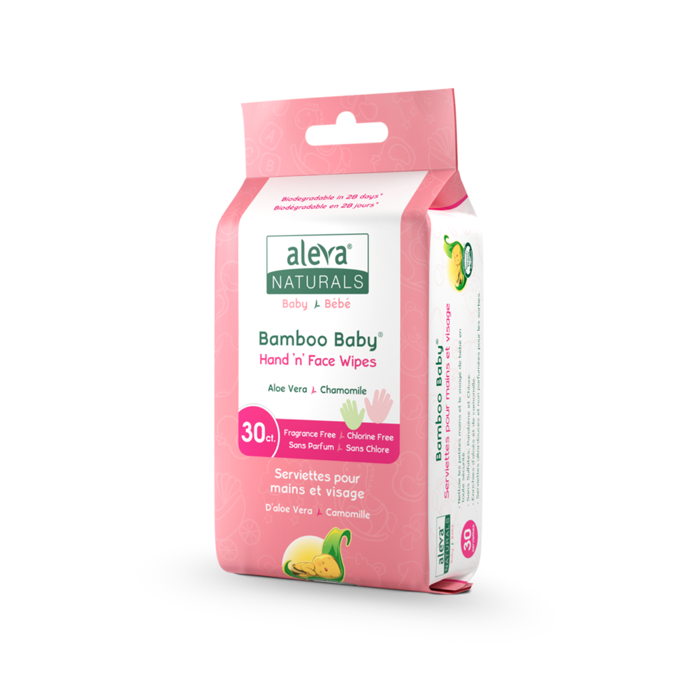 Aleva Naturals Bamboo Baby Hand and Face Wipes 30 Count