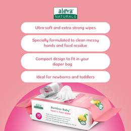 Aleva Naturals Bamboo Baby Hand and Face Wipes 30 Count