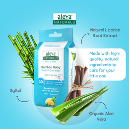Aleva Naturals Bamboo Baby Tooth and Gum Wipes 30 Count