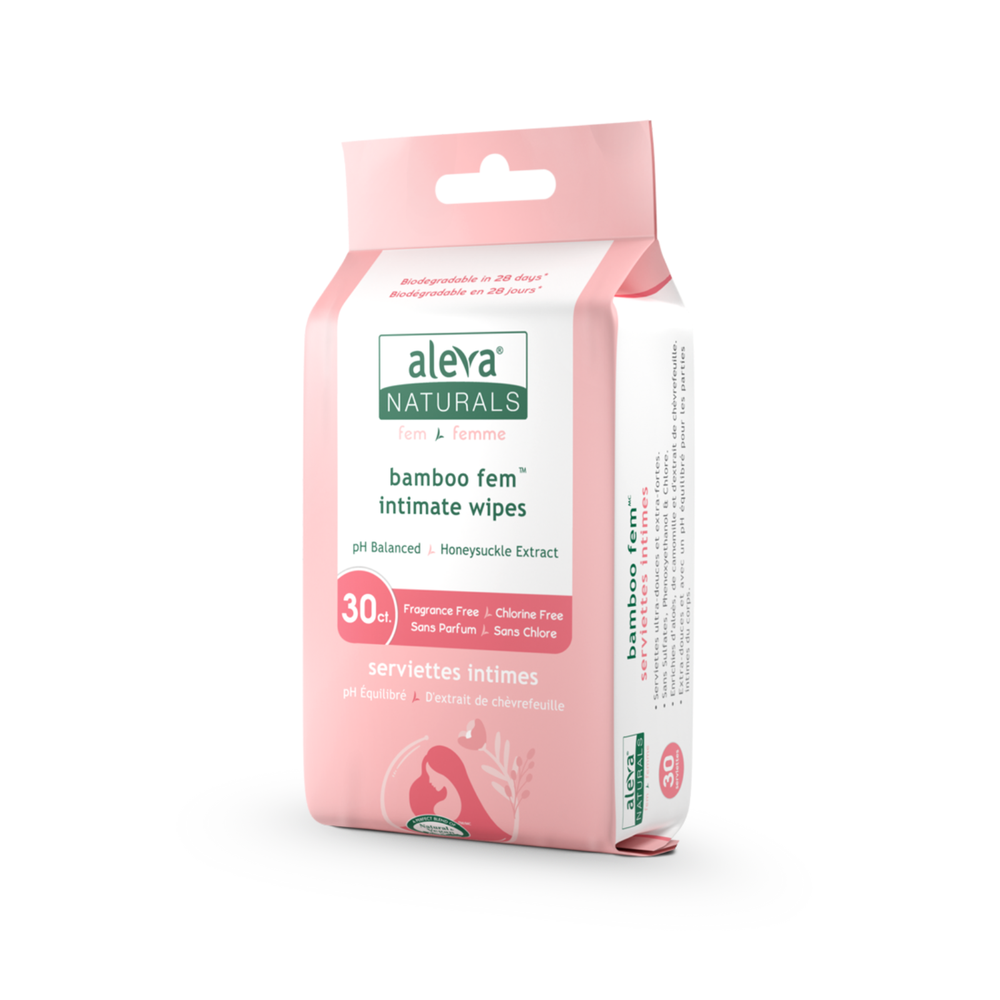 Aleva Naturals Bamboo Fem Wipes for Woman 30 Count