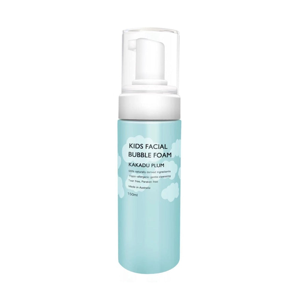 Allganic Kids Facial Bubble Foam 150 ml in light-blue bottle with white pump