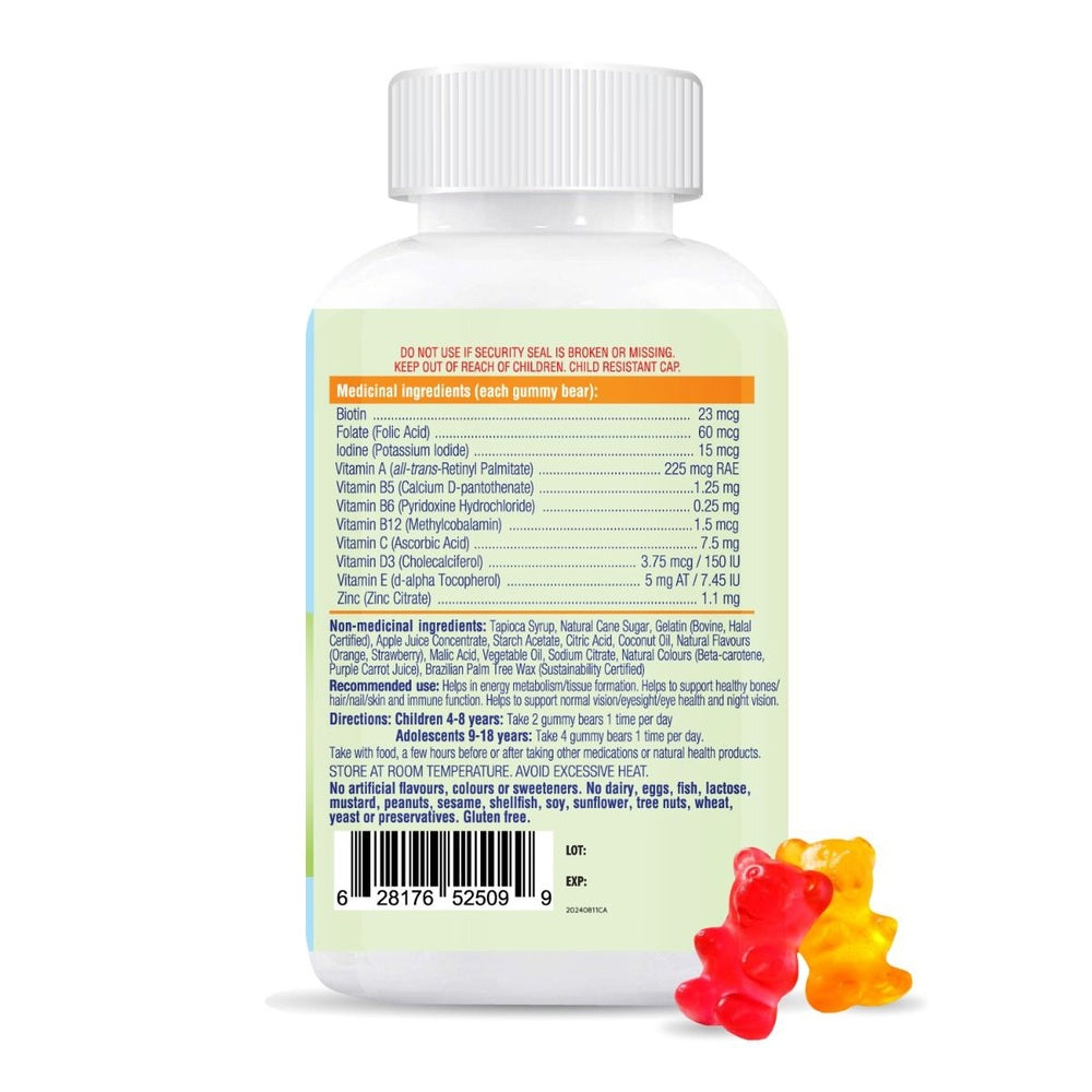 ALLKIDZ Allkidz Multi Gummy Bears 110-count bottle with red and yellow gummies