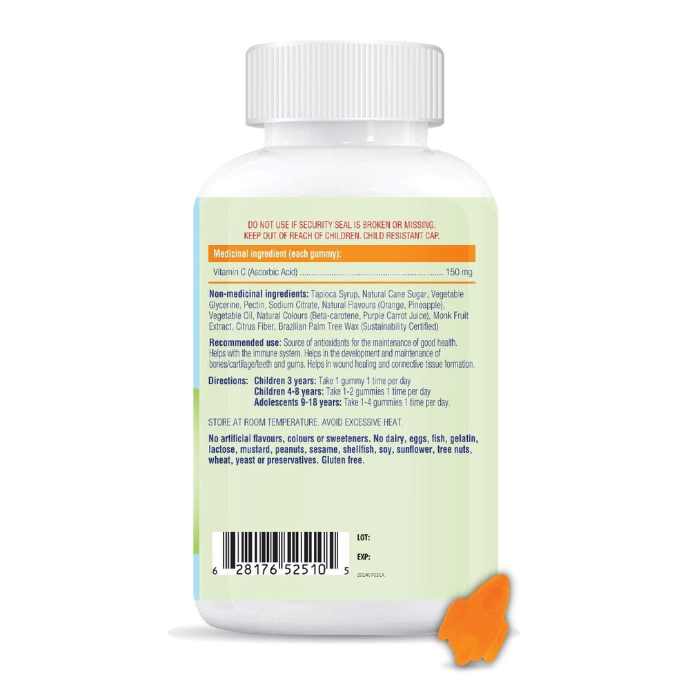 AllKidz Vitamin C Gummies bottle, orange gummy vitamins, 80-count