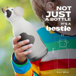Asobu Bestie Animal Double Wall Stainless Steel Bottle 16oz Cow