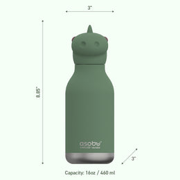 Asobu Bestie Animal Double Wall Stainless Steel Bottle 16oz Dinosaur