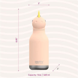 Asobu Bestie Animal Double Wall Stainless Steel Bottle 16oz Unicorn