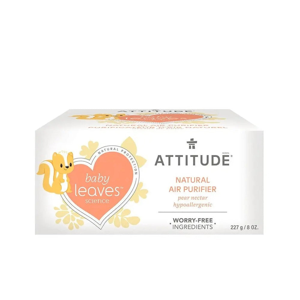 ATTITUDE Natural Air Purifier 227 g box, pear nectar scent, hypoallergenic with Baby Leaves design.