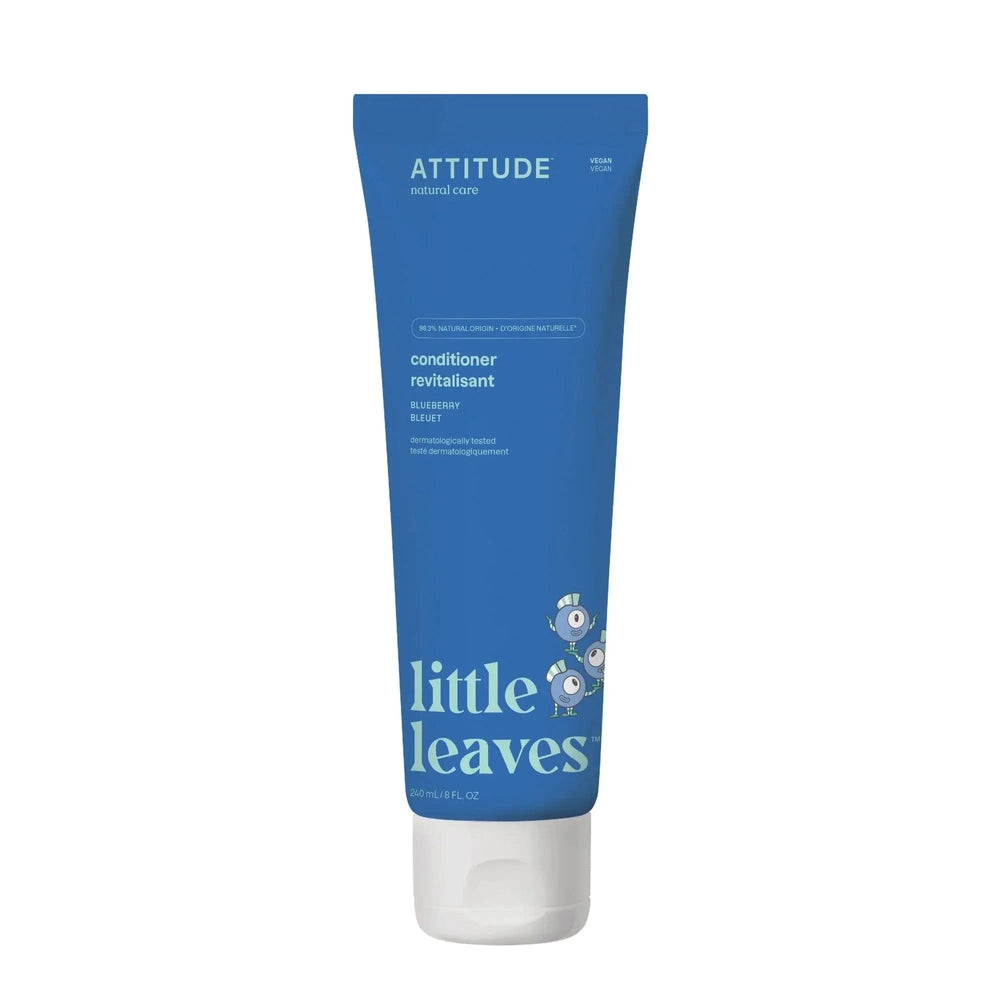 Attitude Conditioner 240 ml blue tube standing upright, blueberry-scented for gentle pet grooming.