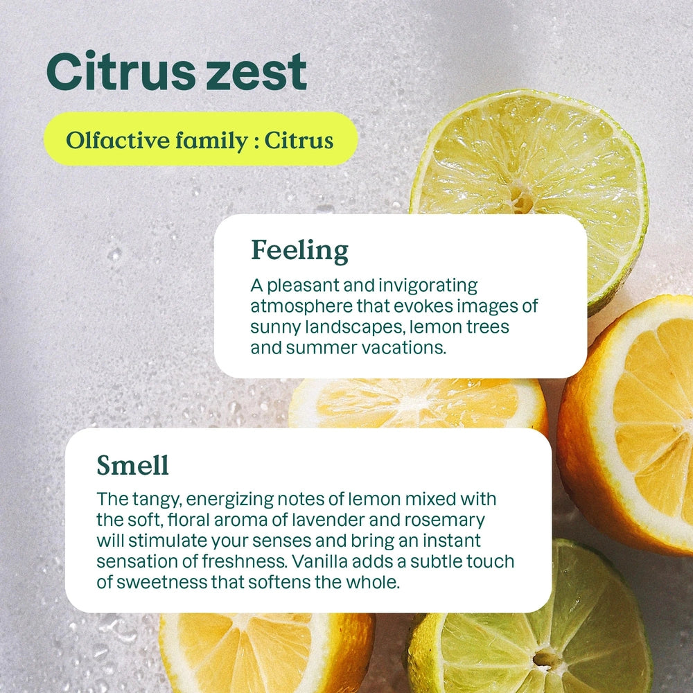 Attitude Citrus Zest dishwashing liquid, 700 ml bottle against a bright lemon citrus background