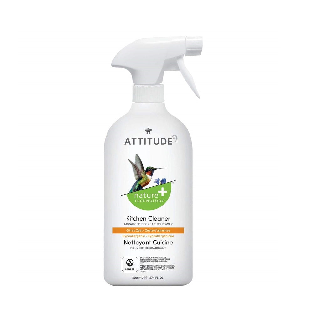 Attitude Kitchen Cleaner Citrus Zest 800 ml spray bottle, white plastic with green citrus label