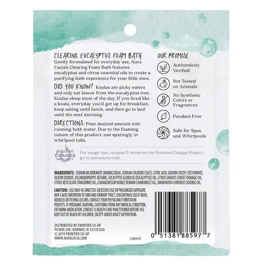 Aura Cacia Kids Clearing Foam Bath Eucalyptus bath foam for kids with calming eucalyptus scent