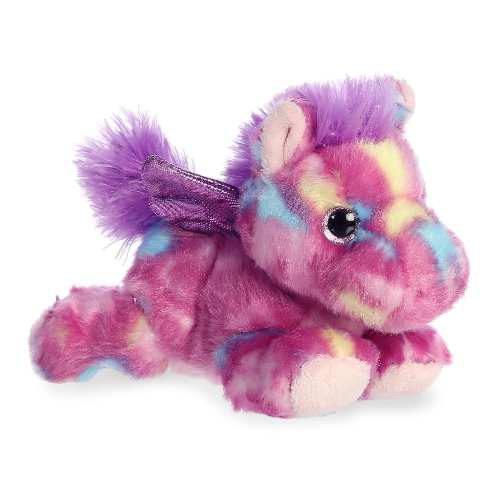 Aurora 7-inch Tutti Frutti Pegasus plush stuffed animal in rainbow pink, purple, blue with purple wings