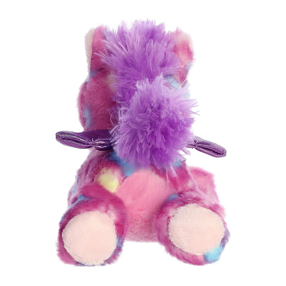 Aurora 7-inch Tutti Frutti Pegasus plush toy with rainbow pastel fur and fluffy purple mane