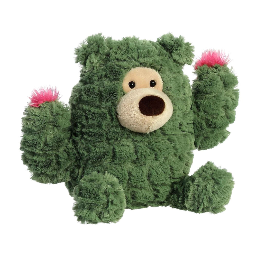 Aurora Cactus Kingdom cactus bear stuffed animal, green plush with pink-tipped paws, 7.5 inches