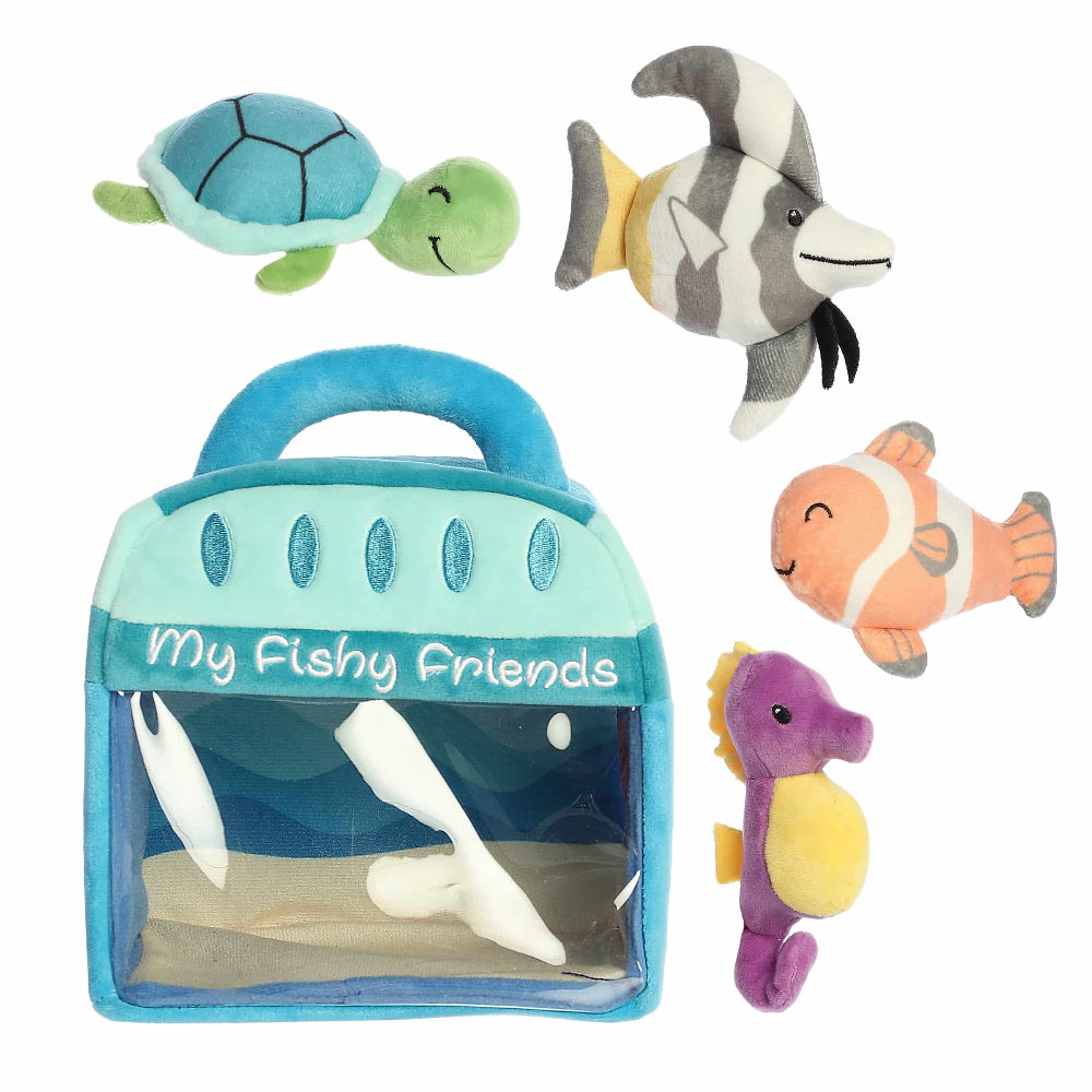 Aurora Ebba Baby Talk My Fishy Friends 8in plush set with blue backpack and five sea creatures