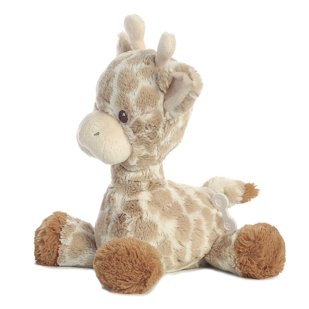 Aurora Ebba Loppy Giraffe plush stuffed animal, beige-tan with brown feet and soft plush fabric