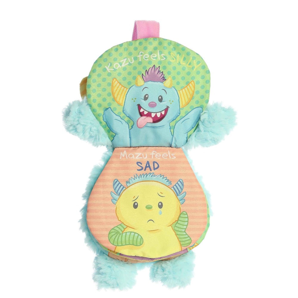 Aurora Ebba Story Pals 9-inch plush toy; double-sided monster moods with teal fur accents