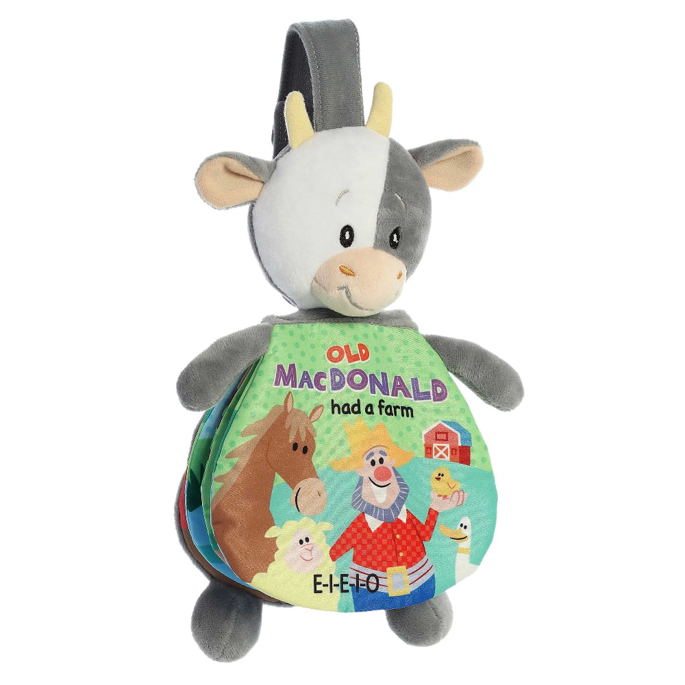 Aurora Ebba Story Pals Old Macdonald 9-inch stuffed animal with gray plush and colorful farm bib