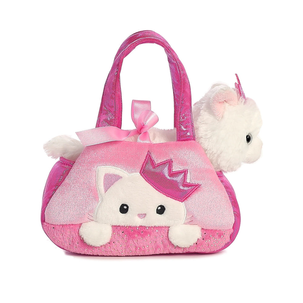Aurora Fancy Pals Peek-A-Boo Princess Kitty plush toy - pink stuffed cat with crown and white paws.
