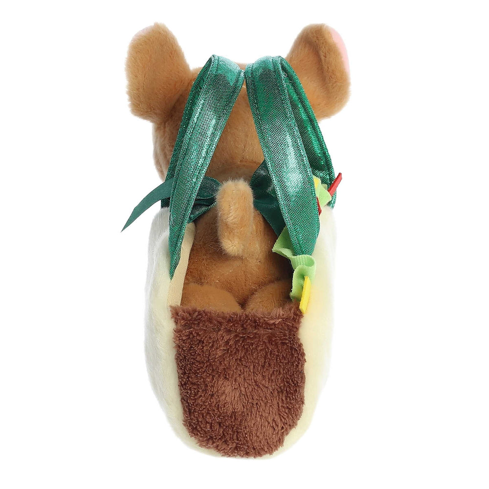 Aurora Fancy Pals Taco 7-inch plush toy, bear head in taco shell with green ribbons