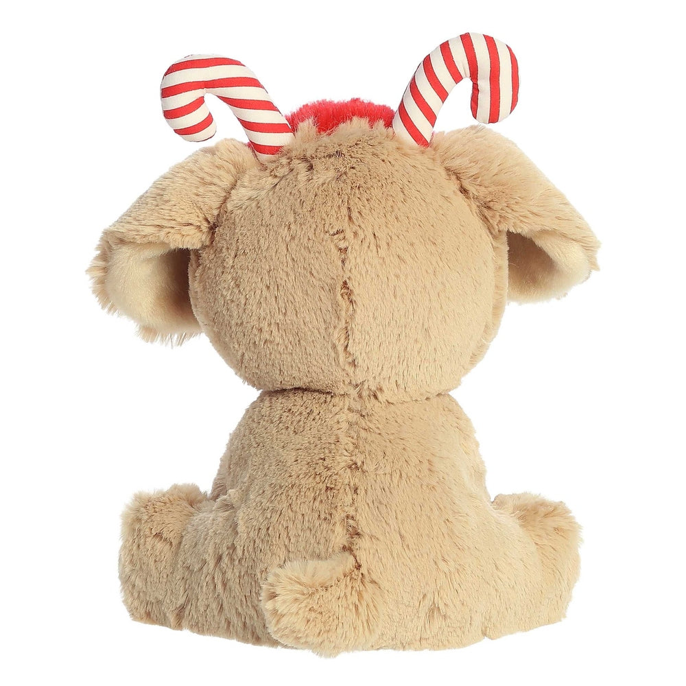 Aurora Holiday Cheer Buddy Yellow Lab plush, beige fur with red-and-white candy cane horns, 8.5 inches