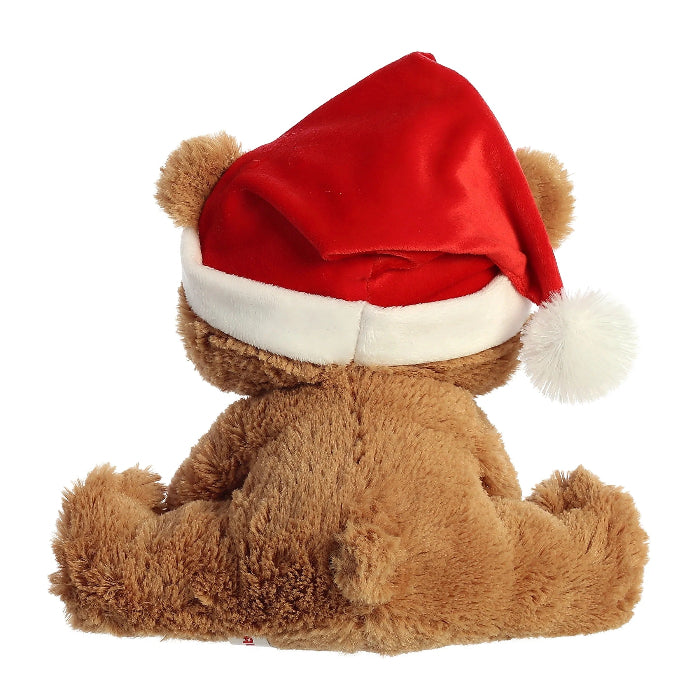 Aurora My First Christmas Bear 10-inch brown plush stuffed animal in a red Santa hat