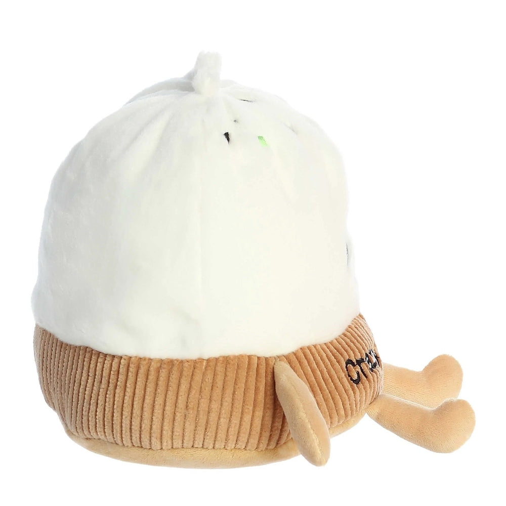 Aurora 8in plush toy from Just Sayin Crazy A-Bao U line; white top with tan ribbed base and small legs.