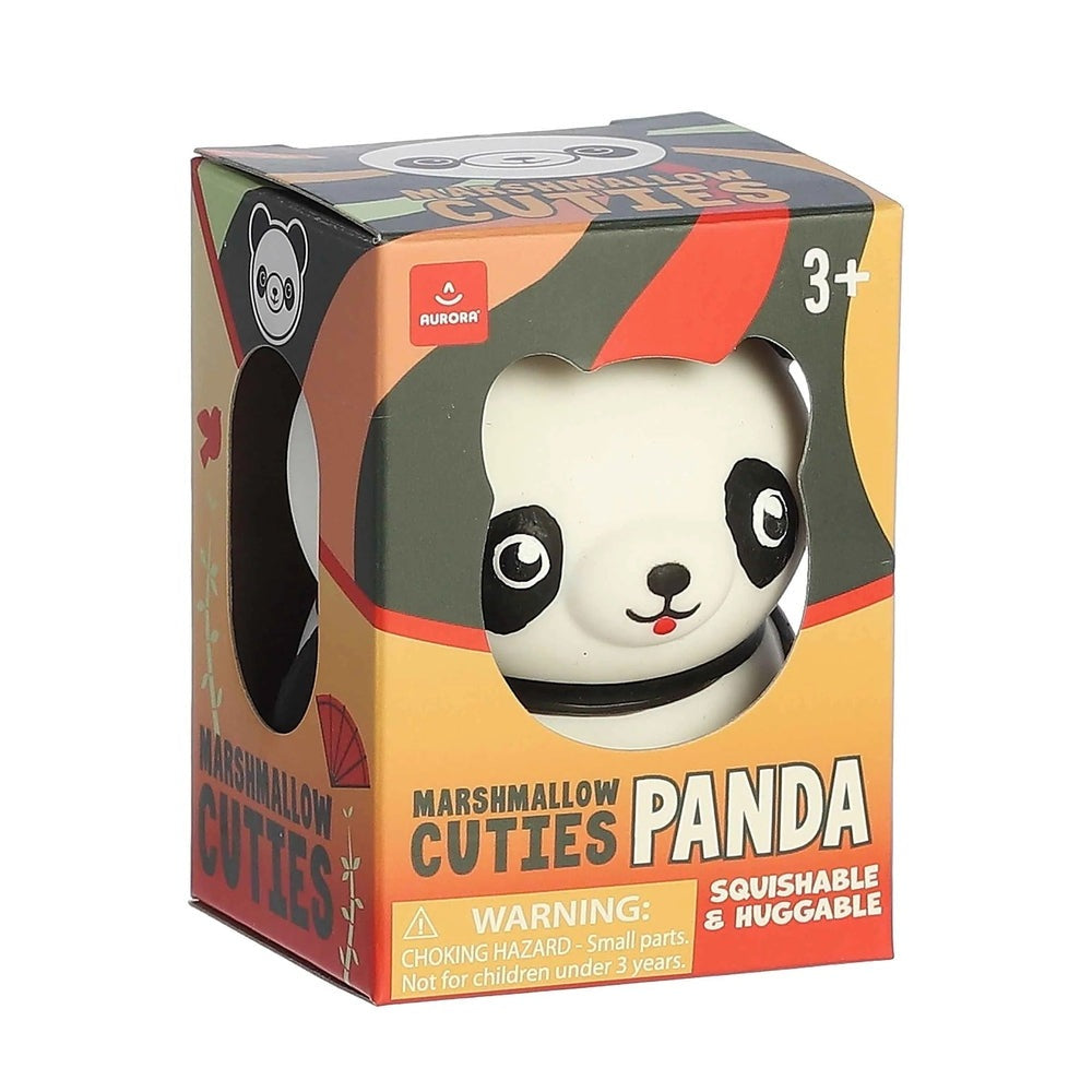 Aurora Marshmallow Panda plush, white with black eye patches, squishable and huggable 3"
