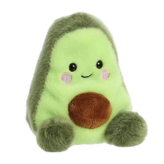 Stuffed animal Aurora Palm Pals Airy Avocado; lime green plush with brown seed and gray-green limbs