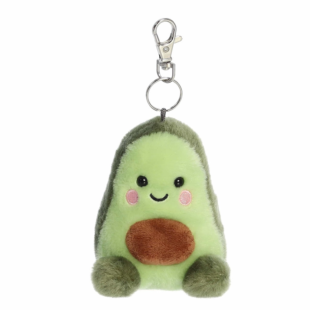 Aurora Palm Pals Airy Avocado clip-on plush toy with green body, brown pit, cute smile