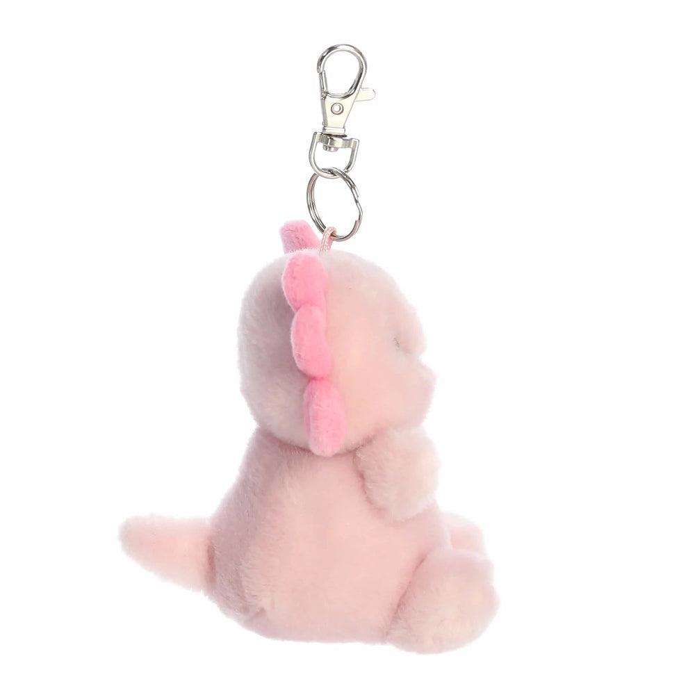 Aurora Palm Pals Ax Axolotl clip-on plush, pink with matching gill frills, 4 inches