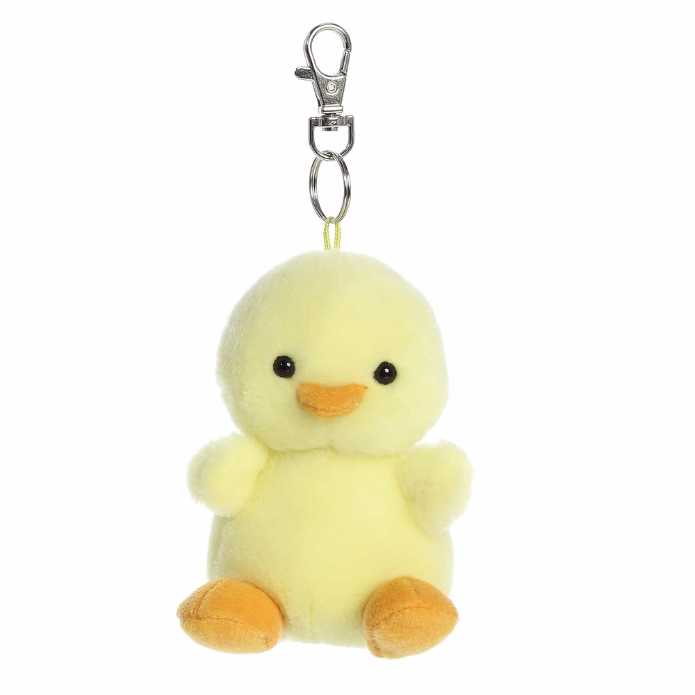 Aurora Betsy Chick Clip-On plush, yellow chick with orange beak and feet, 4" stuffed toy keychain
