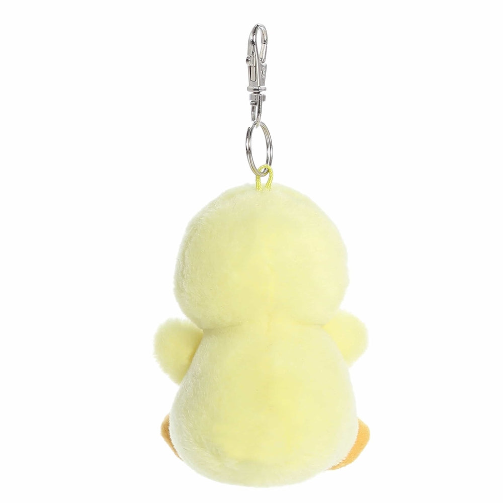 Stuffed animal keychain Betsy Chick by Aurora, yellow plush with metal clip