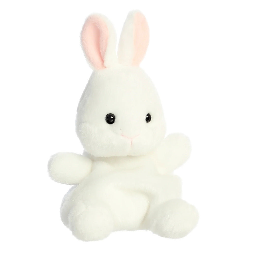 Aurora Palm Pals Cottontail Bunny stuffed animal, white plush with pink inner ears, 5-inch size