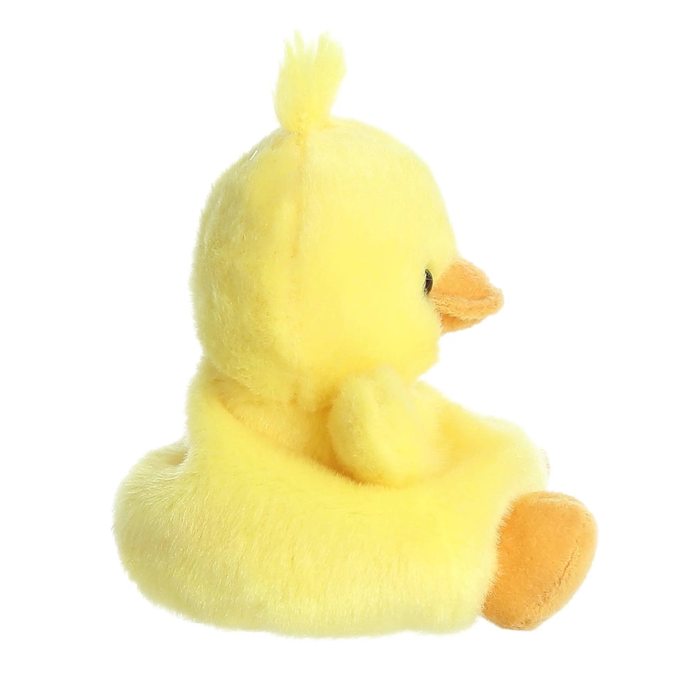 Aurora Palm Pals Darling Duck plush, 5-inch bright yellow stuffed duck with orange beak and feet