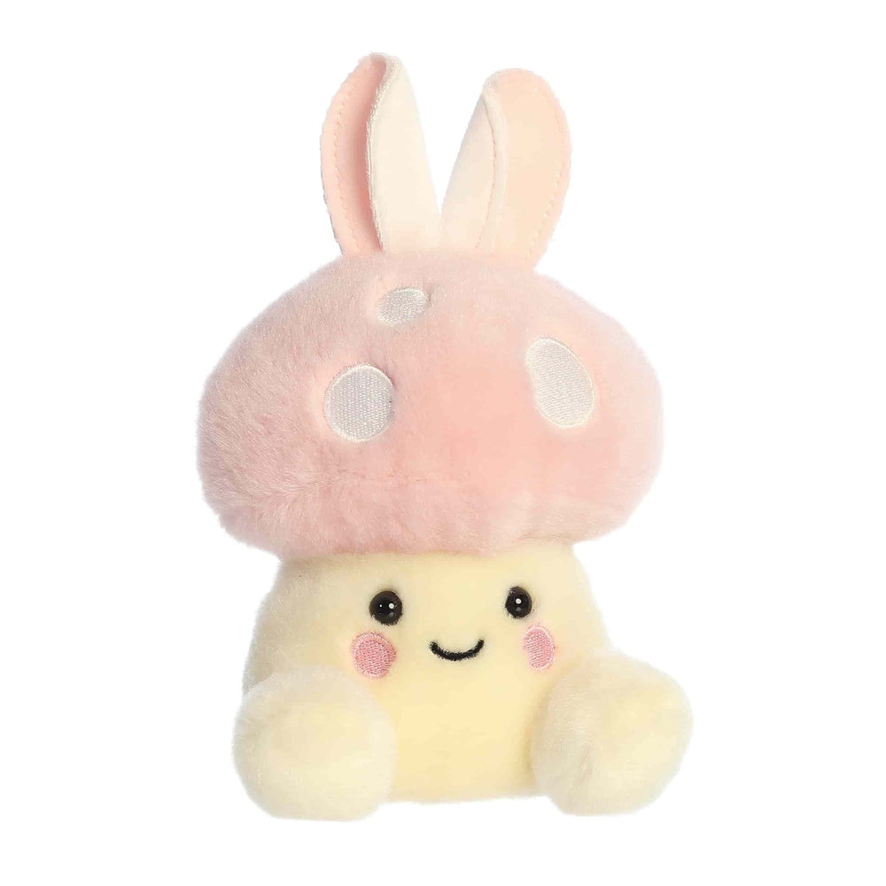Aurora Palm Pals Diana Bunny Mushroom 5-inch plush toy with pink mushroom cap, cream body, cute face