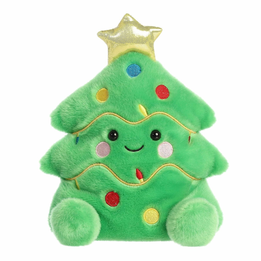 Aurora Palm Pals Christmas Tree plush stuffed toy with gold star topper and colorful ornaments
