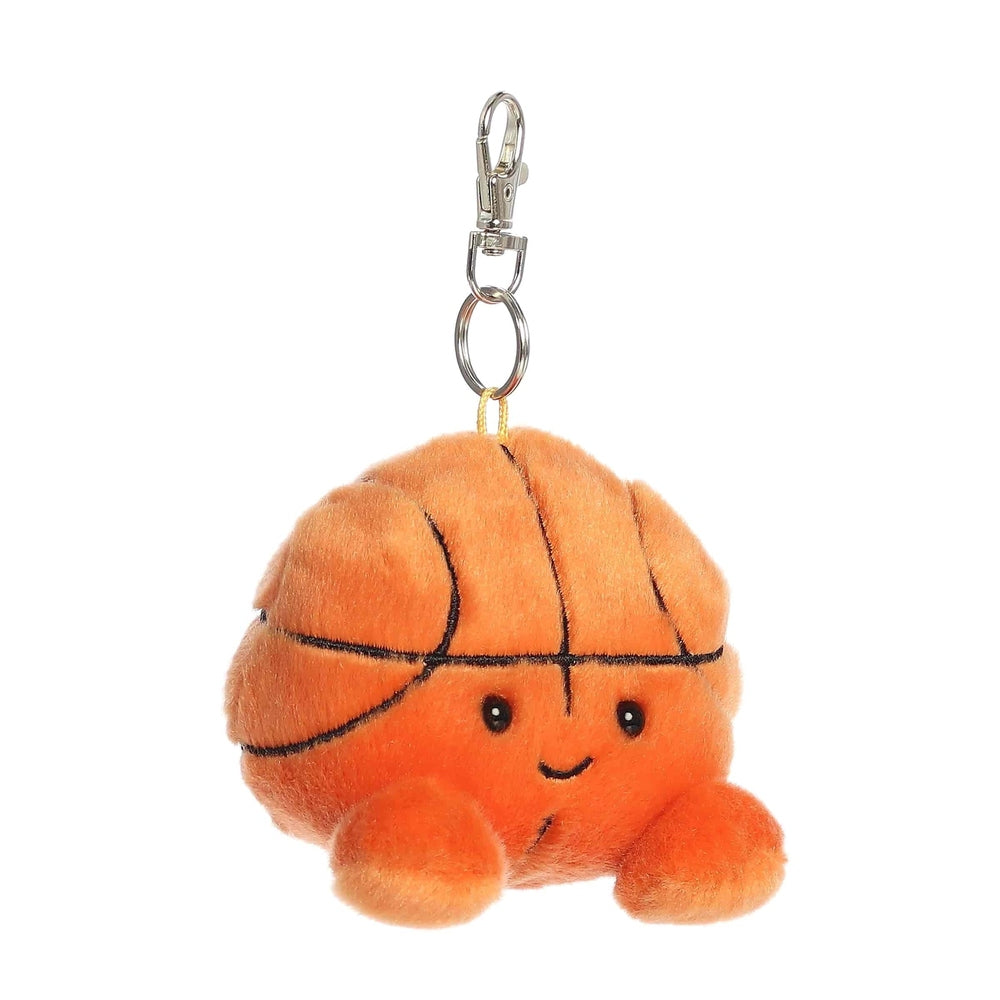 Aurora Palm Pals Hoops Basketball ClipOn 4" orange plush basketball keychain with a silver clip and cute smile.