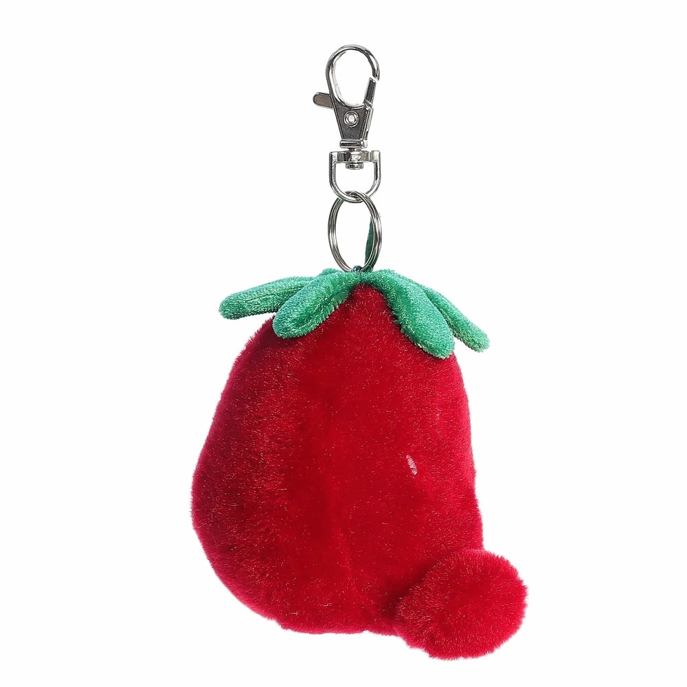 Aurora Juicy Strawberry Clip-On 4in stuffed animal plush with green leaves and metal clip