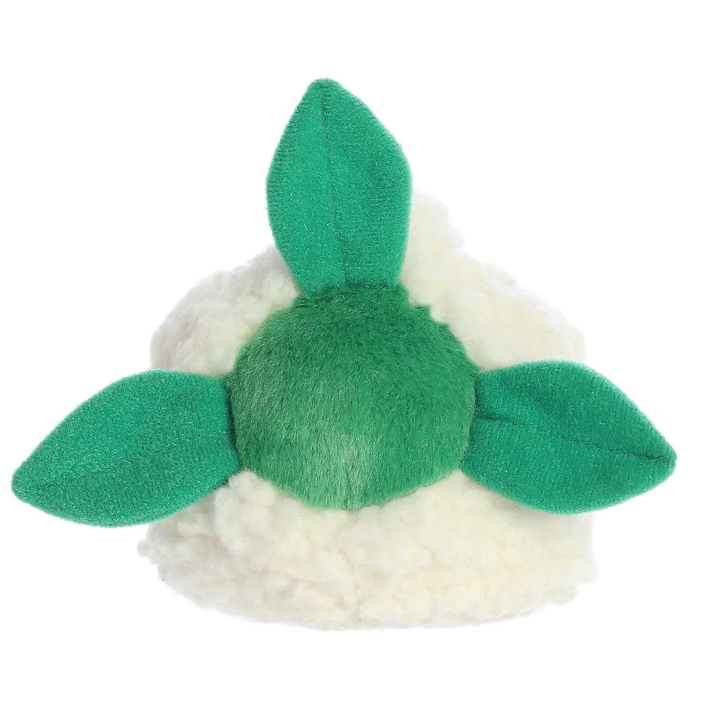 Aurora Palm Pals Kelly Cauliflower 5in plush stuffed animal with green leaves and white fluffy head