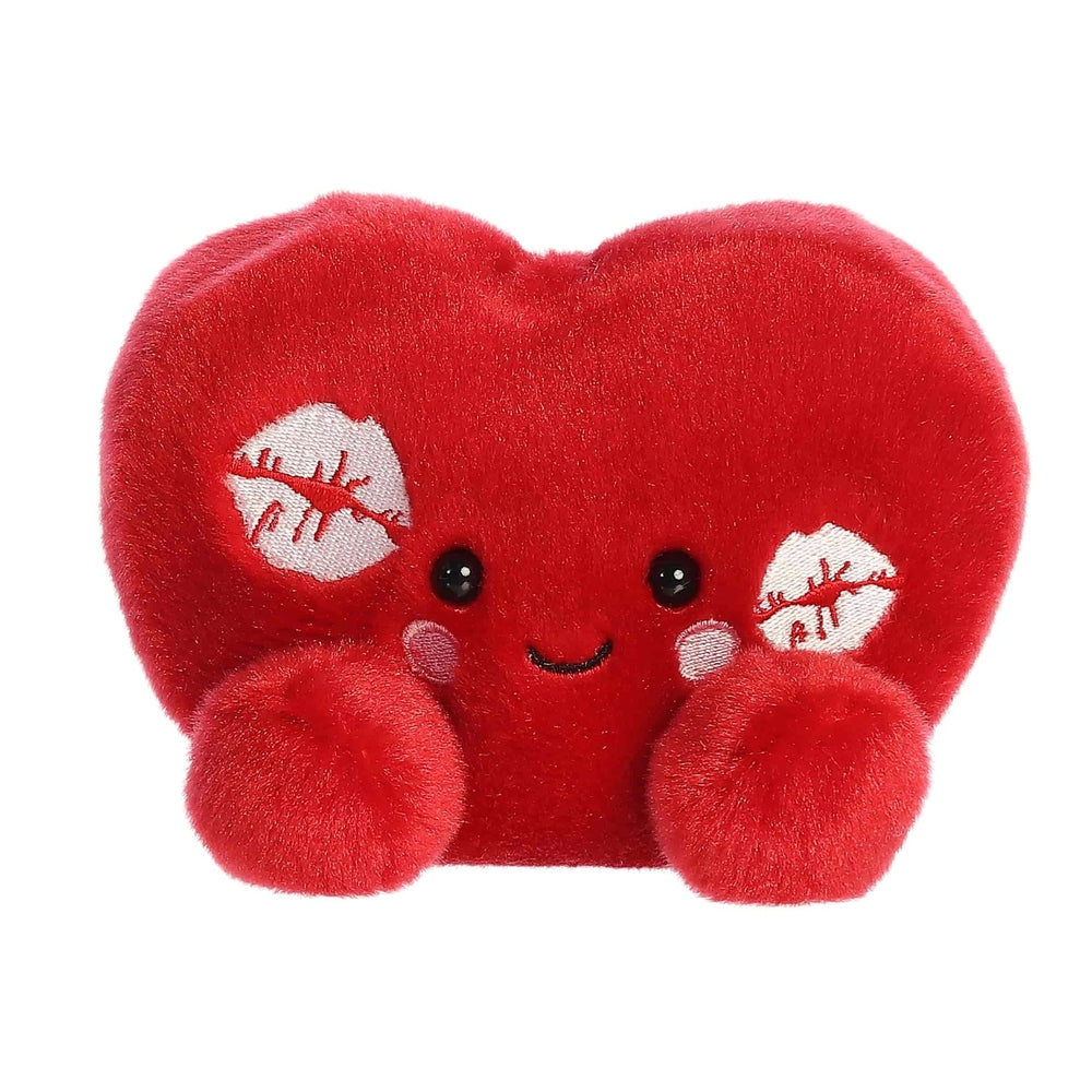 Aurora Palm Pals Kimi Kisses Heart 5-inch red plush heart stuffed toy with rosy cheeks
