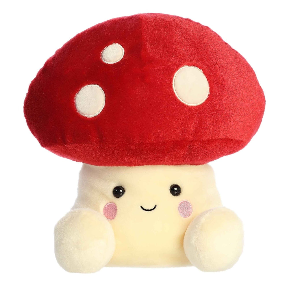 Aurora Palm Pals Amanita Mushroom plush toy, red cap with white spots and cream stem, 13 inches