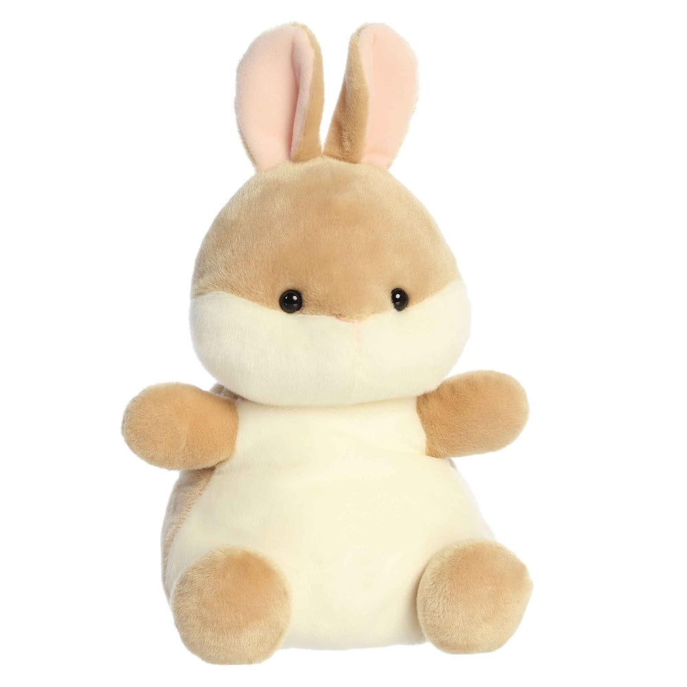 Aurora Palm Pals Ella Bunny stuffed animal, 13-inch plush in tan and cream with pink ears