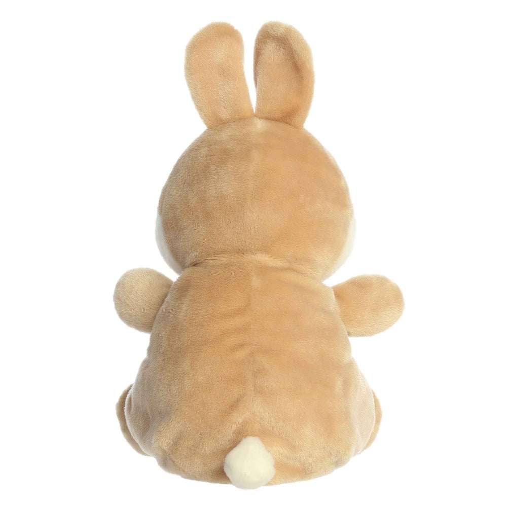 Aurora Palm Pals Ella Bunny 13-inch stuffed animal, tan plush with white tail, back view
