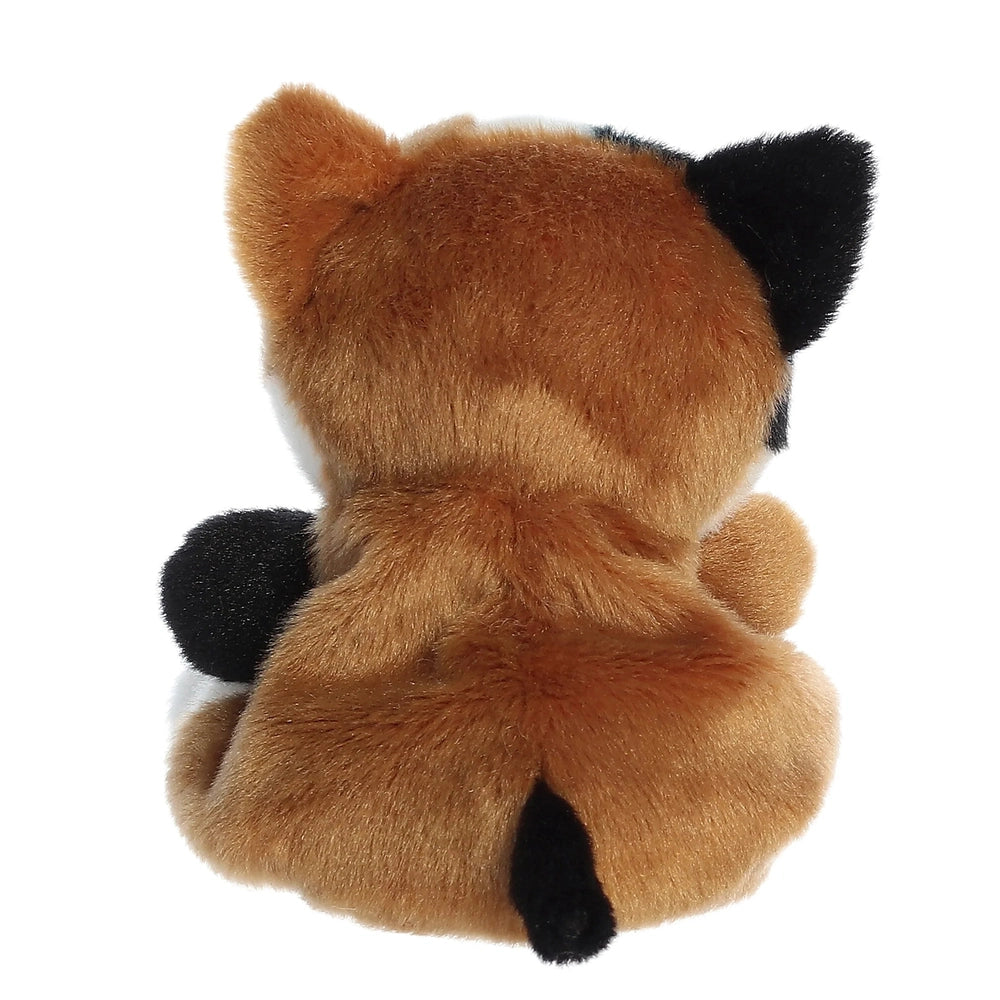 Palm Pals Peebs Calico Cat plush toy, 5-inch stuffed animal with orange, black and white fur by Aurora
